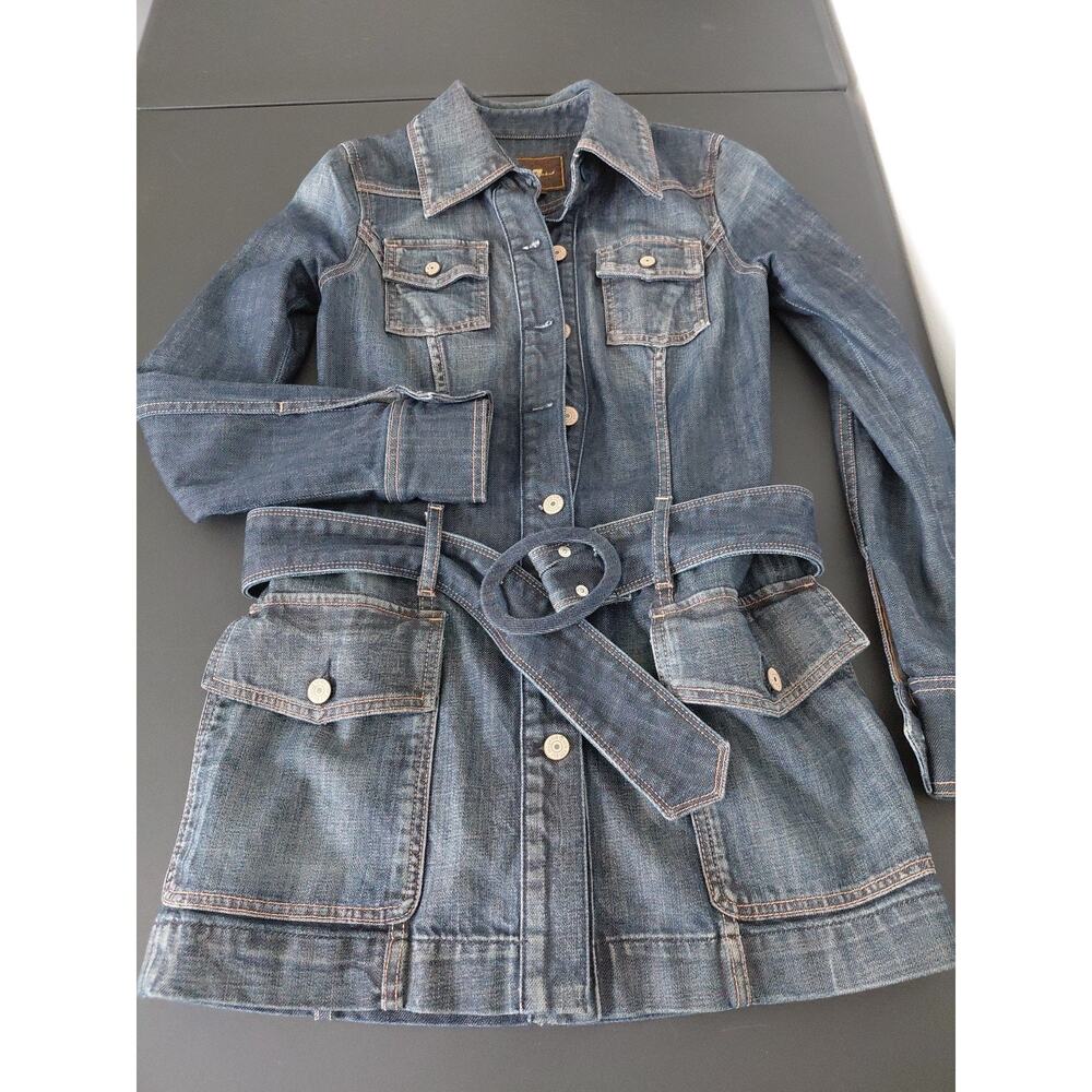 7 For All Mankind Jean Dress SMALL Mini Button Up Denim RARE Countryside Belted - Picture 7 of 16